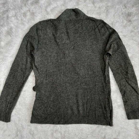 Lauren Ralph Lauren Mayda Wrap Sweater Women's Green Buckle Wool Blend Sweater - Picture 3 of 9